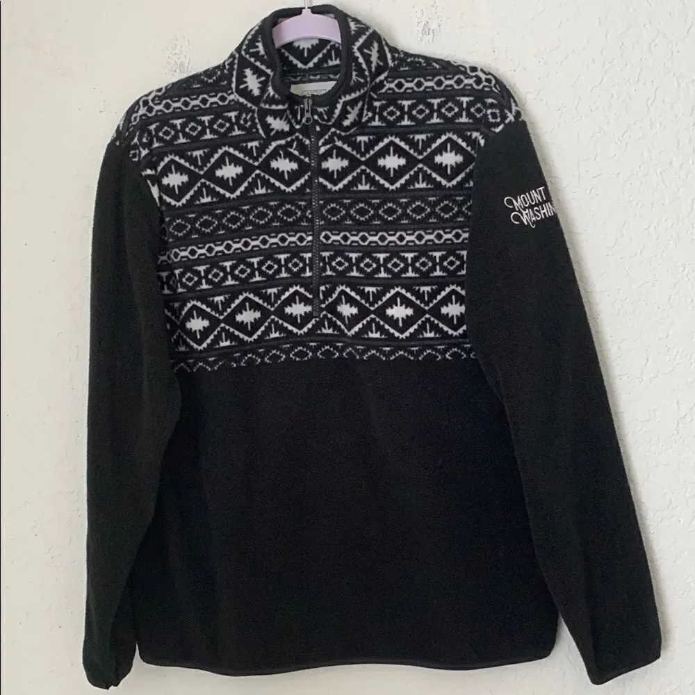 Arctic Image Fleece Black White 3/4 Zip Men’s Sweater Pullover Size M